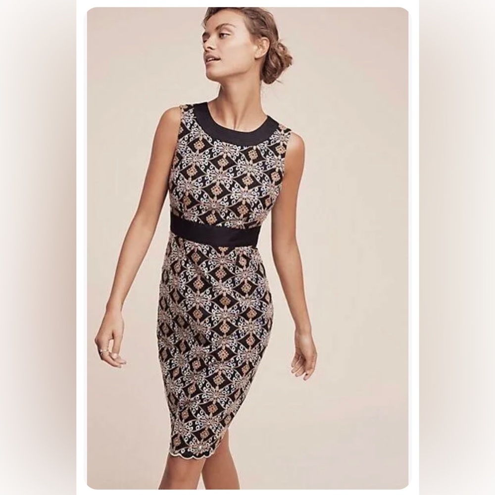 SOLD NWT $178 Anthropologie HD in Paris Cutwork Column Dress | Size 0P